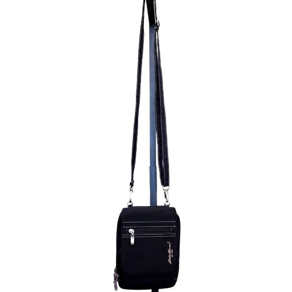 Eddie Bauer Black Nylon Crossbody Bag With Adjustable Strap And Multiple Compart - Picture 1 of 10